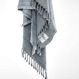 Ozoola Turkish beach towel in grey stonewash detail