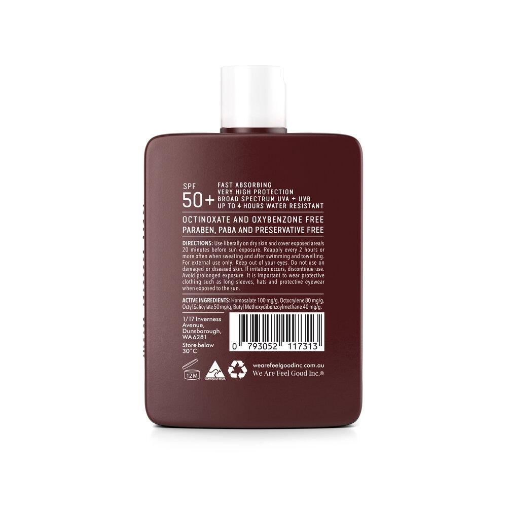 Coconut sunscreen lotion SPF 50 by We are Feel Good Inc back