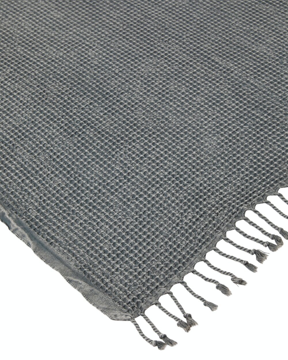 Ozoola Waffle tassled beach towel in charcoal