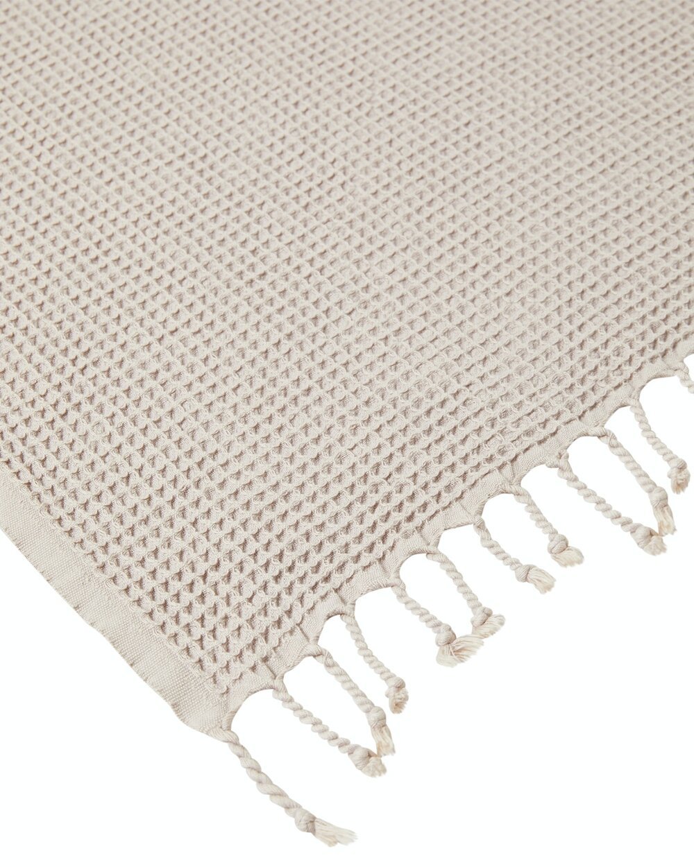 Ozoola Waffle beach towel in grey with tassles
