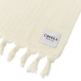large family beach blanket in sand