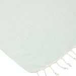 Ozoola Turkish beach towel in mint tassles