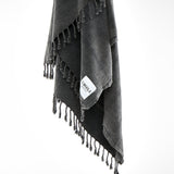 Ozoola Turkish beach towel in charcoal stonewash detail