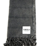 Ozoola Turkish beach towel in charcoal stonewash folded